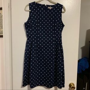New York & Company Blue & White Polka Dot Dress